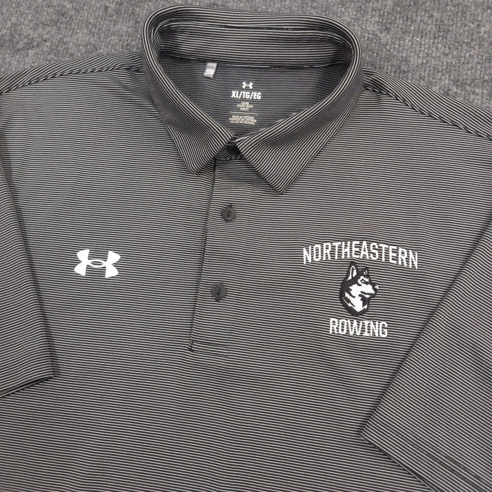 Under Armour Northeastern University Rowing Mens XL Black Striped Loose Fit Golf